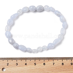 Bracelets extensibles en perles d'agate de dentelle bleue naturelle&nbsp;BJEW-K213-37