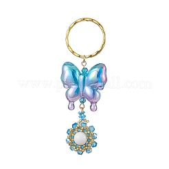 3 porte-clés en perles de papillon et de graines de verre en acrylique et fleur&nbsp;KEYC-MZ00007