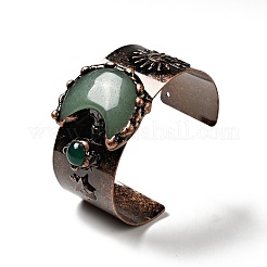 Brazalete abierto de luna creciente y sol de aventurina verde natural y ágata&nbsp;G-D468-25R-02