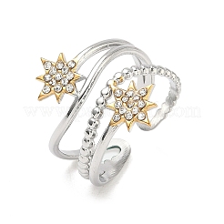 Anelli con polsino in acciaio inossidabile 304 con strass&nbsp;RJEW-D338-04GP