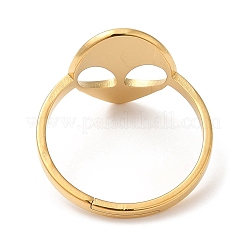 Anello regolabile con faccia aliena in acciaio inossidabile 304 placcato ionico (ip) per donna&nbsp;RJEW-M149-13G