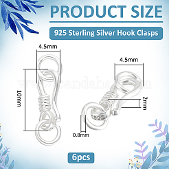 6 Stück S-Hakenverschlüsse aus Sterlingsilber&nbsp;FIND-PH0060-31