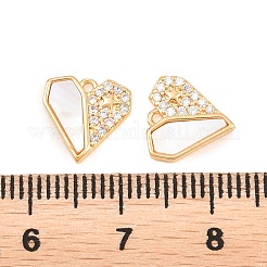 Ciondoli a forma di conchiglia in ottone con pavé di zirconi trasparenti per San Valentino&nbsp;KK-L274-03G