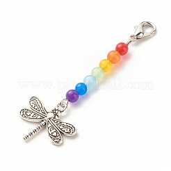 Chakra-Thema natürliche und gefärbte Malaysische Jade-Perlen-Anhänger-Dekorationen&nbsp;HJEW-JM00641-05