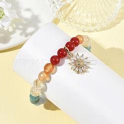 Armbänder mit Gänseblümchen-Anhänger aus Messing und klaren Zirkonia&nbsp;BJEW-JB14265