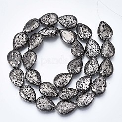 Galvanisierte natürliche Lavasteinperlenstränge&nbsp;G-T131-87