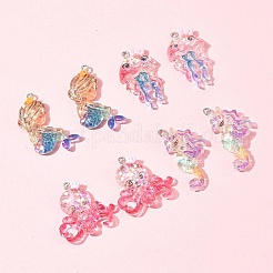 8 pièces 4 styles pendentifs en résine transparente sur le thème de l'océan&nbsp;CRES-FS0001-17
