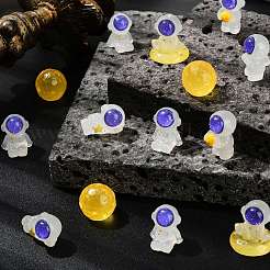30 pezzo di decorazione espositiva per sculture di astronauti e luna in resina luminosa a tema etere&nbsp;DJEW-CJ0001-36