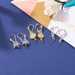 3 paires 3 crochets de boucle d'oreille en laiton micro pavé clair en zircone cubique&nbsp;KK-ZZ0001-04