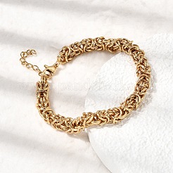Bracelets à chaînes byzantines en acier inoxydable 304 pour femmes&nbsp;BJEW-P399-01A-G