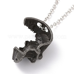 Collier pendentif demi-crâne cassé en alliage rétro pour hommes femmes&nbsp;NJEW-B085-04A