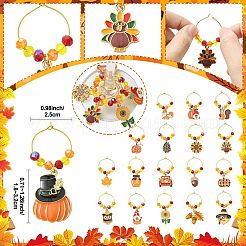 18 Stück Thanksgiving Day Glas Weinglas-Anhänger&nbsp;HJEW-SW00214-01