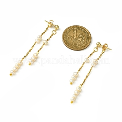 Orecchini a perno pendenti con nappe con perline di perle naturali&nbsp;EJEW-JE05514-01