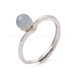 Bagues ajustables aigue-marine naturelle&nbsp;RJEW-G273-11P-02