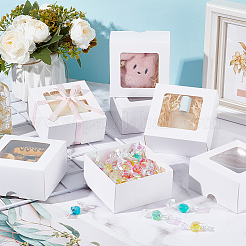 Quadratische Geschenkboxen aus Kraftpapier zur Aufbewahrung&nbsp;CON-WH0095-100B-01