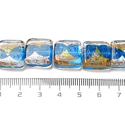 Perline lampwork in lamina d'oro e d'argento fatte a mano&nbsp;FOIL-C001-01B-08