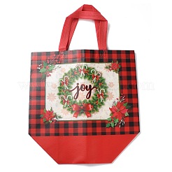 Weihnachtsmotiv Tartan Vlies Geschenk Tragetaschen mit Griff&nbsp;LS-ABAG-G017-01D
