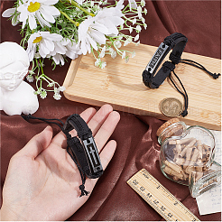 2 stücke 2 arten legierung rechteck mit kreuz & wort glauben link armband&nbsp;BJEW-CL0001-23
