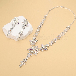 Collane con ciondolo in strass in ottone e orecchini pendenti a bottone&nbsp;FS-WG58BAB-03