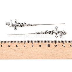 Boucles d'oreilles serpent en acier inoxydable 316 serties de micro-pavés de zirconiums cubiques transparents&nbsp;AJEW-C044-20AS