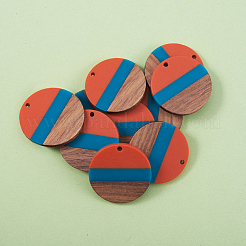 Pendentifs en résine & bois transparent deux tons&nbsp;RESI-CJ0005-02