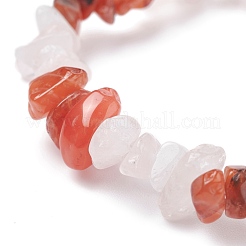 Natürliches Karneol (gefärbt) und Rosenquarz-Chips-Perlen-Stretch-Armband für Frauen&nbsp;BJEW-AL00003-17