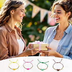 6 Stück 6 Farben Legierung Emaille Link Armbänder&nbsp;BJEW-TAC0043