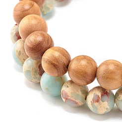Ensemble de bracelets extensibles en perles rondes en bois naturel&nbsp;BJEW-JB07367