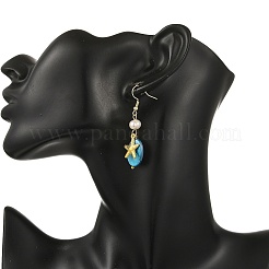 Pendientes colgantes de acero inoxidable 304 con concha de agua dulce de color AB&nbsp;EJEW-JE07382