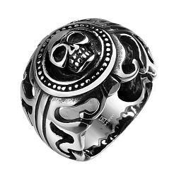 Punk-Rock-Stil Herren 316l chirurgischen Edelstahl Totenkopf Ringe&nbsp;RJEW-BB06632-11