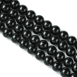 Strang aus natürlich gefärbten und erhitzten schwarzen Onyx-Rundperlen&nbsp;X-G-L087-12mm-01