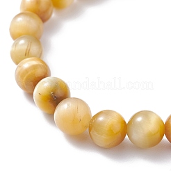 Bracciale elasticizzato con perle di occhio di tigre naturale tondo da 8.5 mm per donna ragazza&nbsp;BJEW-JB07152-02