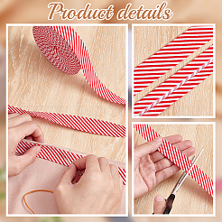 Cinta al bies de doble pliegue de poliéster con estampado de rayas&nbsp;OCOR-WH0036-33B
