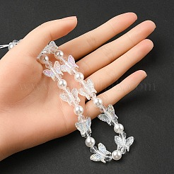Handyriemen aus Acryl mit Schmetterlingsperlen&nbsp;HJEW-YW0001-01