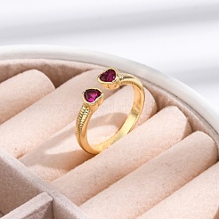 Gestellplattierung Messing Mikropflaster Zirkonia Manschettenfingerringe für Frauen&nbsp;RJEW-M028-11G