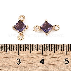 Breloques connecteurs en laiton pavé de losanges en verre&nbsp;GLAA-Q088-001G