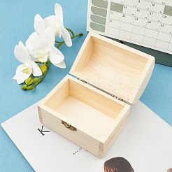 Boîte à bijoux en bois de pin non fini&nbsp;CON-WH0072-11