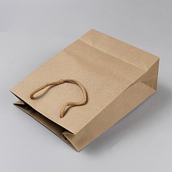 Geschenktüten aus Kraftpapier mit sichtbarem Fenster und Seilgriffen&nbsp;ABAG-WH0038-76B