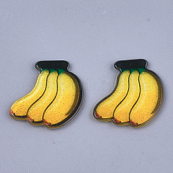 Kunststoff Cabochons, mit Glitzerpulver, Banane, golden, 22x17x2 mm
