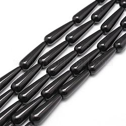Natural Black Onyx Beads Strands, Grade A, Dyed & Heated, Teardrop, 30x10mm, Hole: 1.2mm, about 13pcs/strand, 15.16 inch~15.35 inch