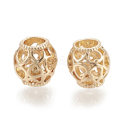Perline in lega europeo, cavo, perline con foro grande, rondelle con il cuore, oro, 11x11mm, Foro: 5 mm