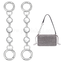 UNICRAFTALE 2pcs Transparent Glass Crystal Bag Extender Chains Alloy Purse Chain 127mm Platinum Shoulder Bag Strap Extender Chains with Spring Gate Rings for Bag Straps Replacement Accessories
