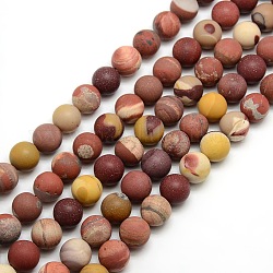 Chapelets de perles en mokaite naturel rondes dépolies, 10mm, Trou: 1mm, Environ 37~39 pcs/chapelet, 14.9~15.6 pouce