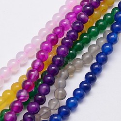 Natural Agate Beads Strands, Dyed, Round, Mixed Color, 6mm, Hole: 1mm, about 62pcs/strand, 14.8 inch