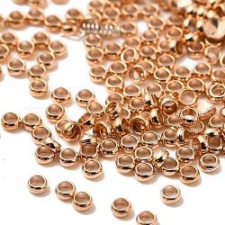 Intercalaire perles en 201 acier inoxydable, rondelle, or rose, 2x1mm, Trou: 1mm