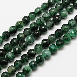 Natural Malaysia Jade Bead Strands, Faceted Round Dyed Beads, Dark Green, 4mm, Hole: 1mm, about 91pcs/strand, 14.5 inch