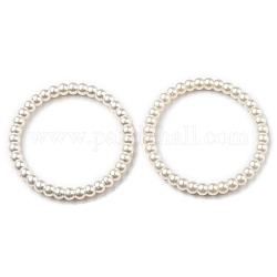 Dijes de conector de perlas de imitación de abs, enlaces de anillo, blanco, 48x5mm