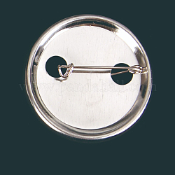 Fornituras broche de seguridad de hierro, ajustes de base de broche en blanco, con espigas de hierro, plano y redondo, Platino, 58mm