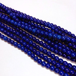Chapelets de perles en turquoise synthétique, teinte, ronde, bleu moyen, 8mm, Trou: 1mm, Environ 50 pcs/chapelet, 15.35 pouce