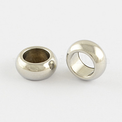 201 Stainless Steel Large Hole Rondelle Beads, Stainless Steel Color, 11x5mm, Hole: 7mm